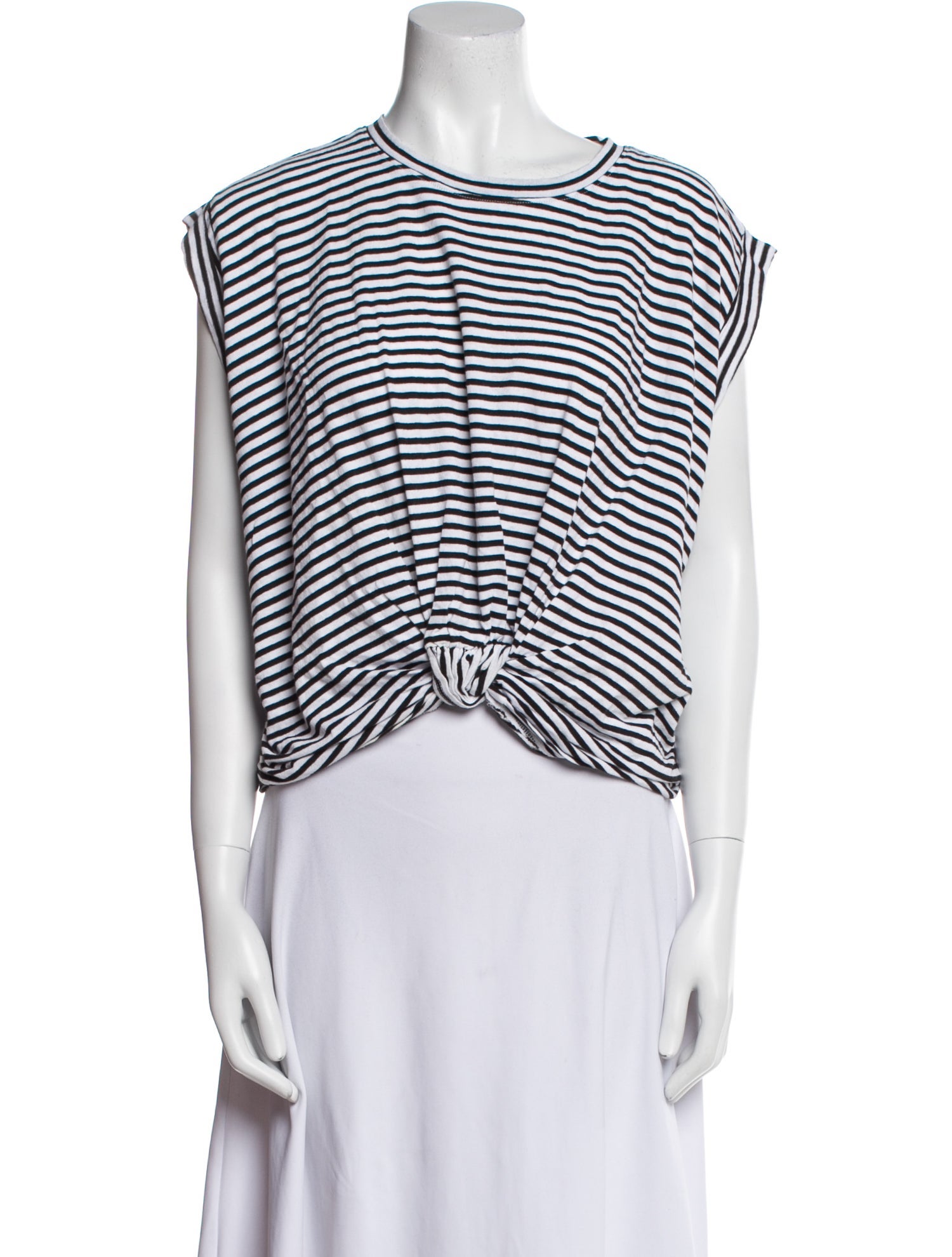 FRAME Striped Scoop Neck Crop Top