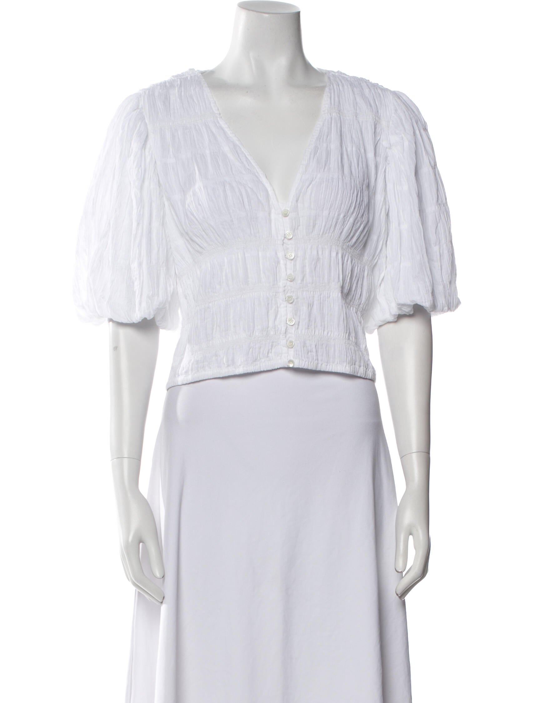 FRAME V-Neck Short Sleeve Crop Top