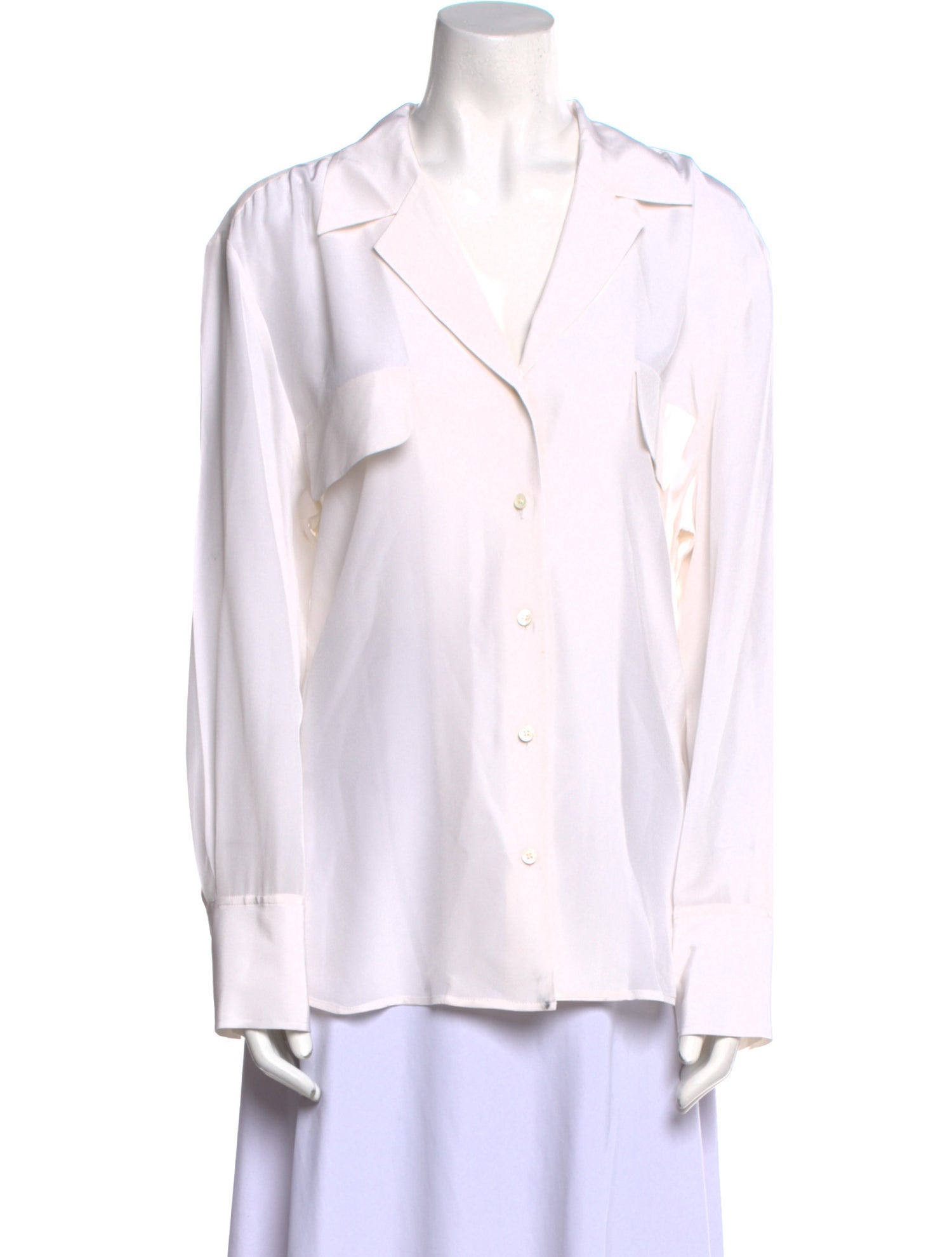 FRAME Silk Long Sleeve Button-Up Top