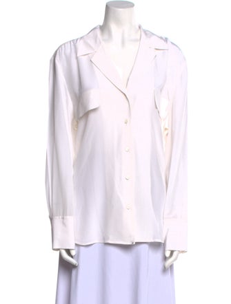 FRAME Silk Long Sleeve Button-Up Top