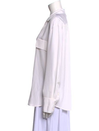 FRAME Silk Long Sleeve Button-Up Top