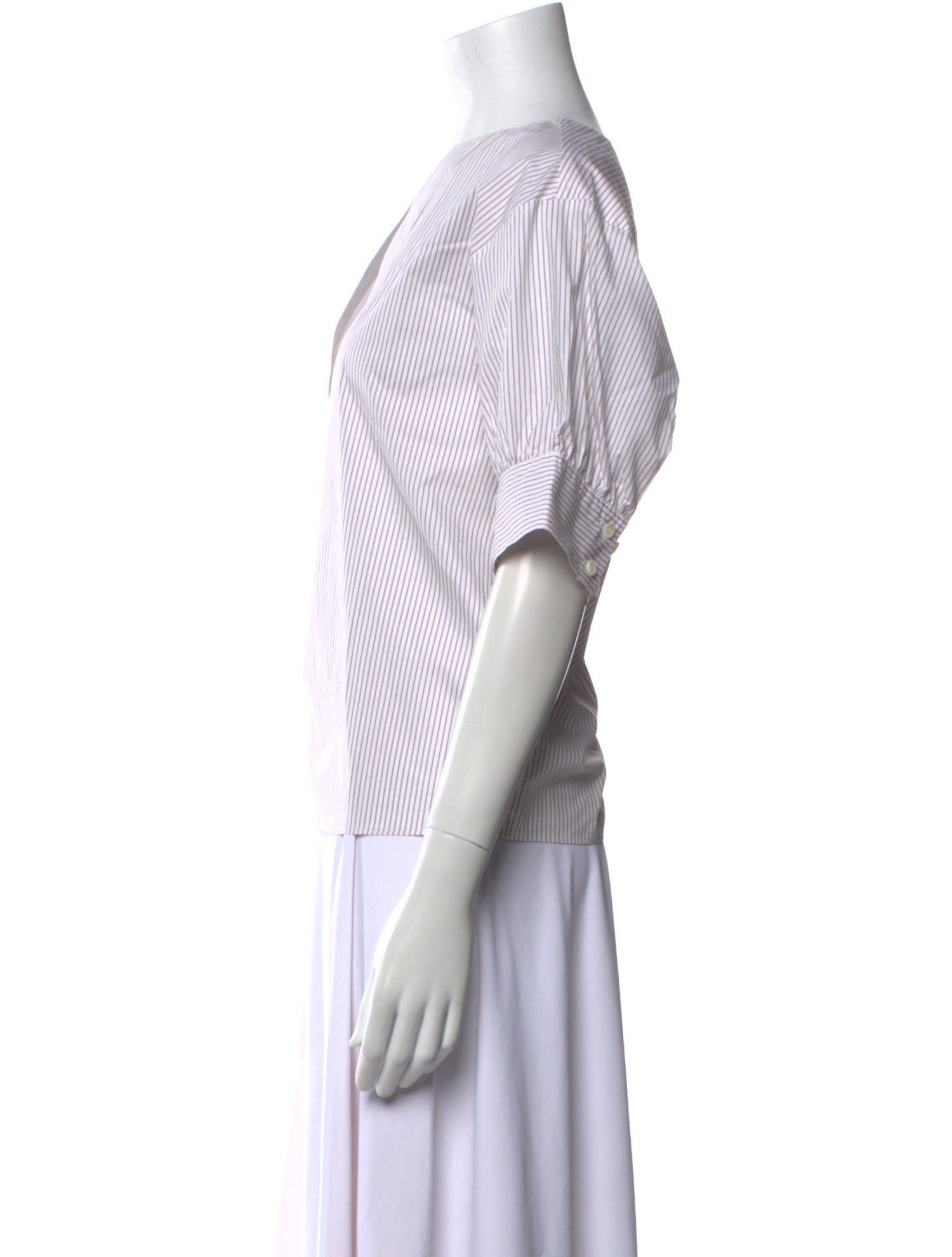 FRAME Striped V-Neck Blouse