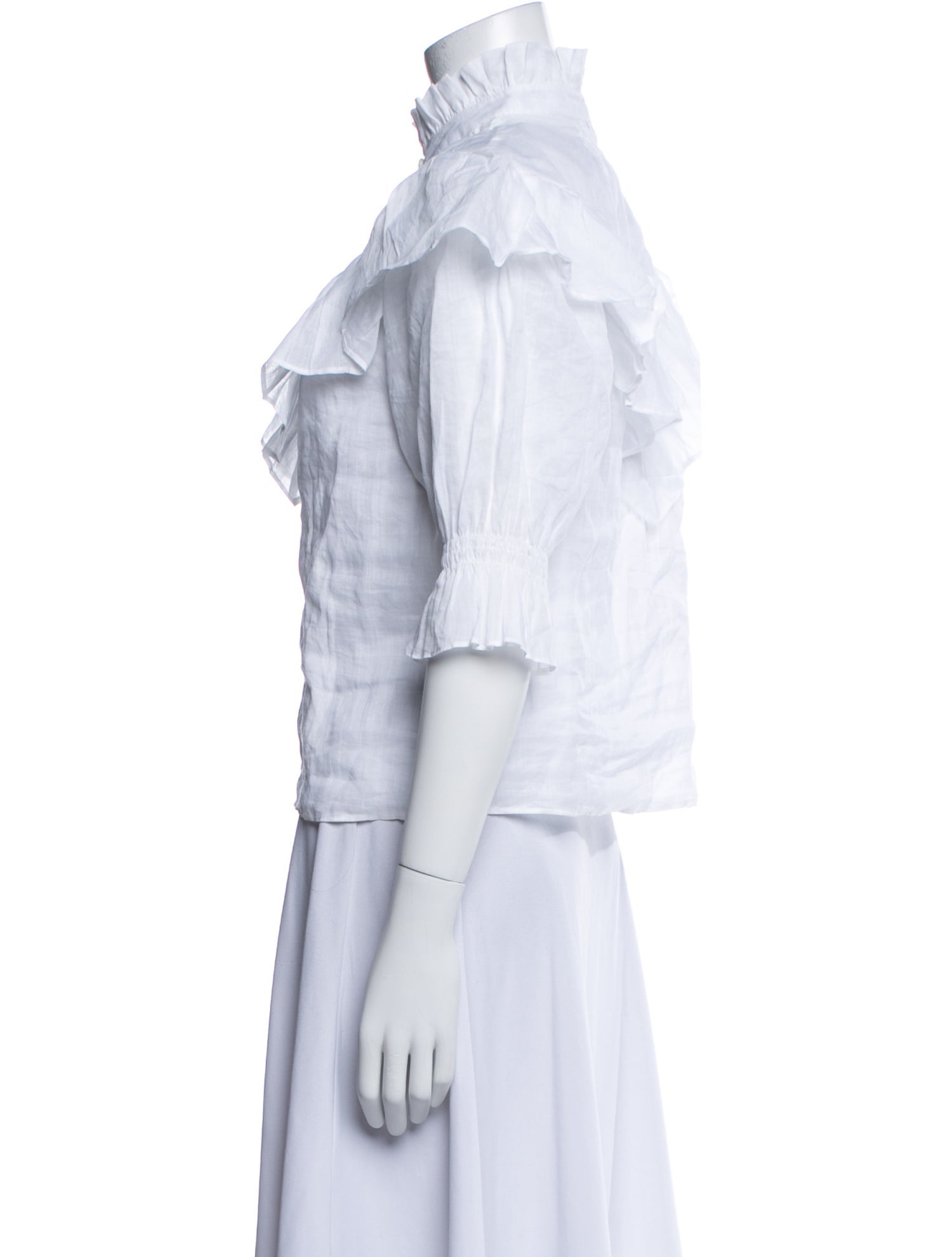 FRAME Mock Neck Three-Quarter Sleeve Blouse