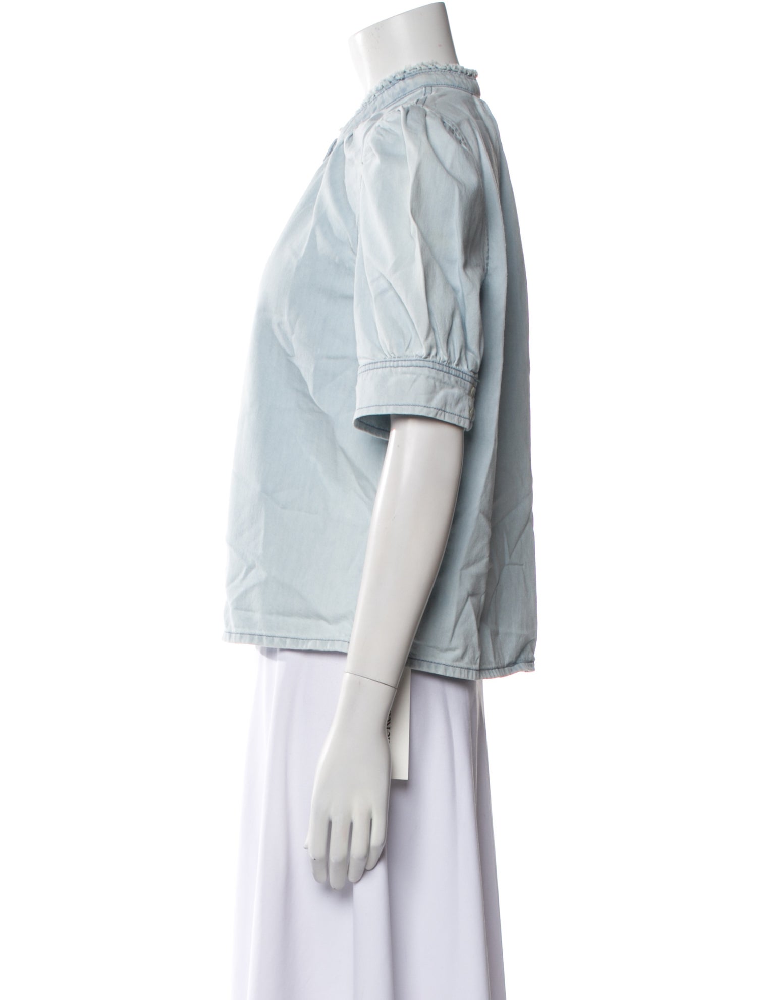 FRAME Tie Neck Short Sleeve Blouse