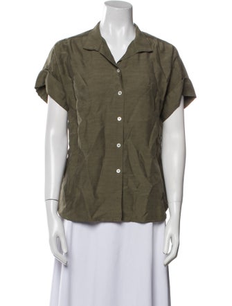 FRAME Linen Short Sleeve Button-Up Top