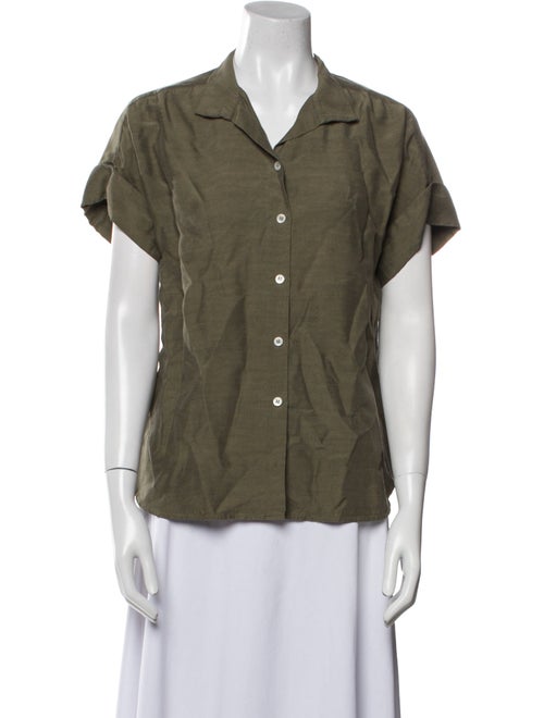 FRAME Linen Short Sleeve Button-Up Top