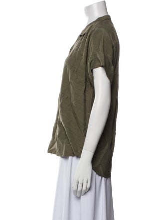 FRAME Linen Short Sleeve Button-Up Top