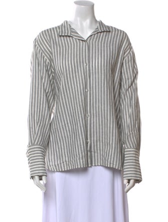 FRAME Linen Striped Button-Up Top