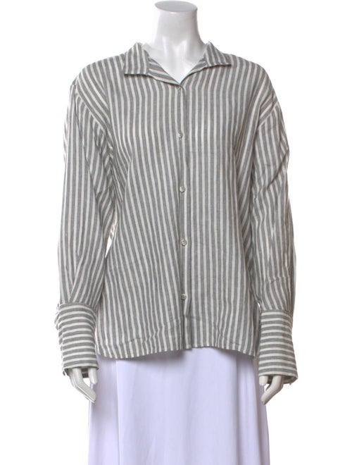 FRAME Linen Striped Button-Up Top