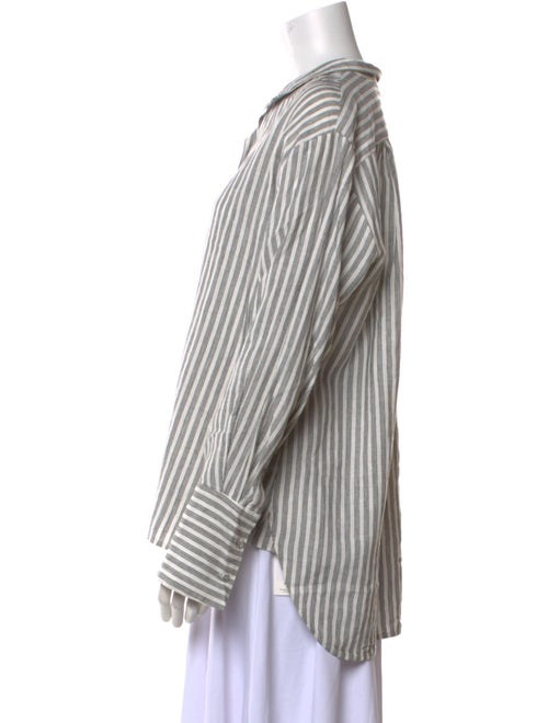 FRAME Linen Striped Button-Up Top