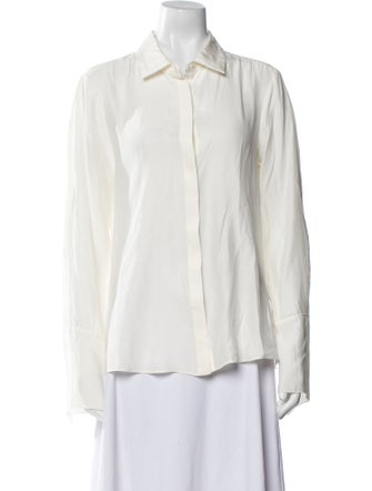 FRAME Silk Long Sleeve Button-Up Top