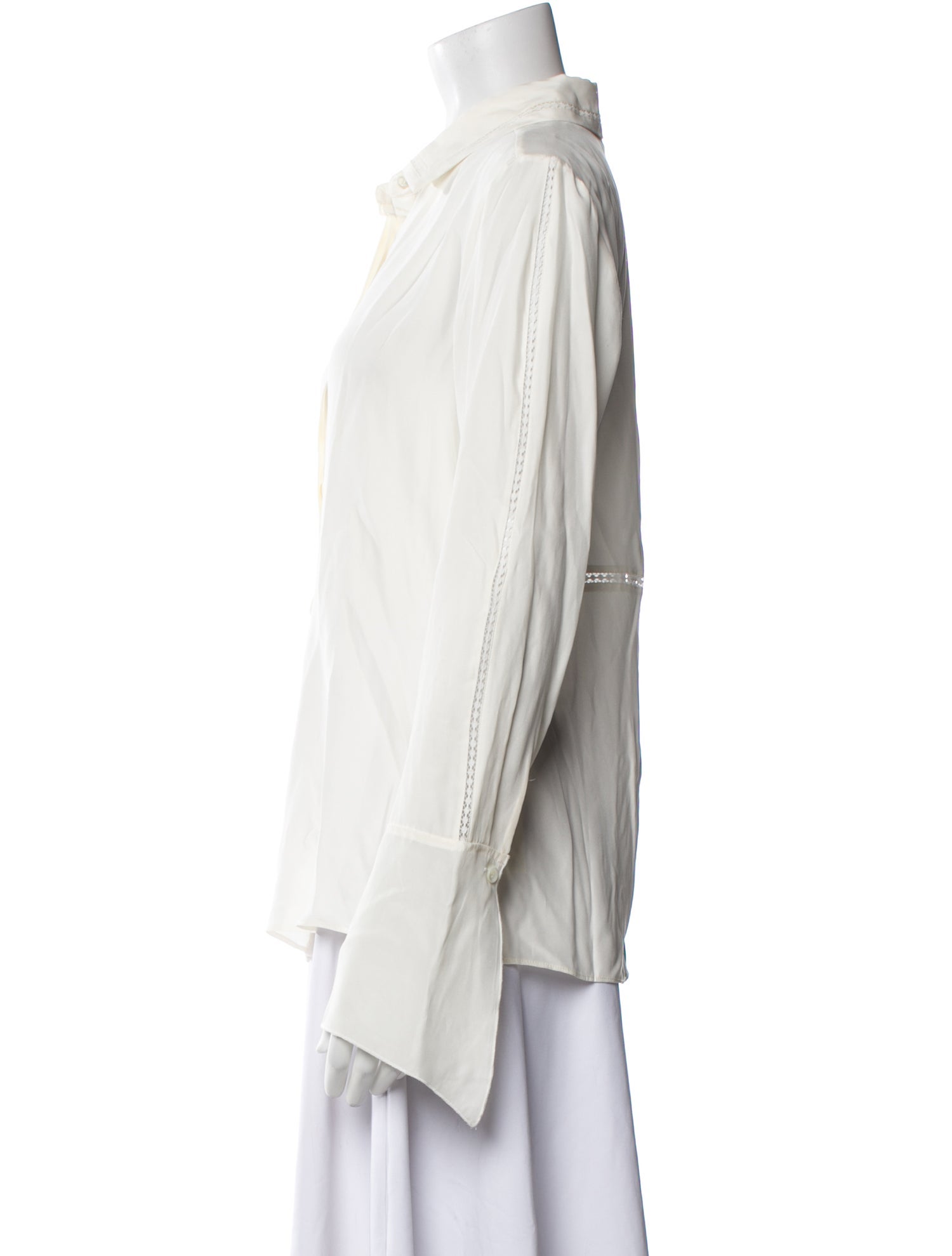 FRAME Silk Long Sleeve Button-Up Top