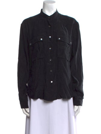 FRAME Silk Long Sleeve Button-Up Top