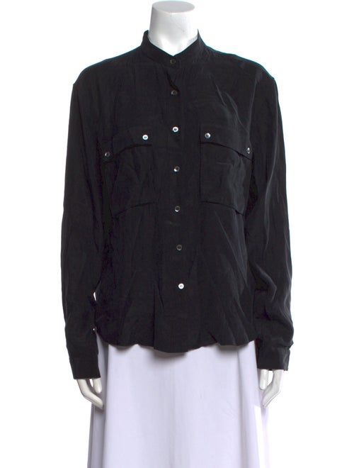 FRAME Silk Long Sleeve Button-Up Top