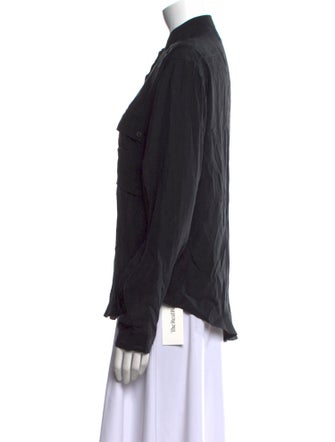 FRAME Silk Long Sleeve Button-Up Top