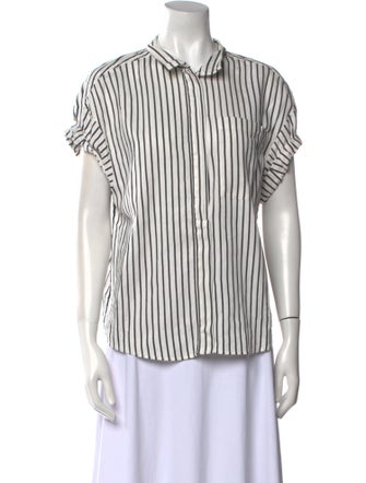 FRAME Striped Short Sleeve Button-Up Top