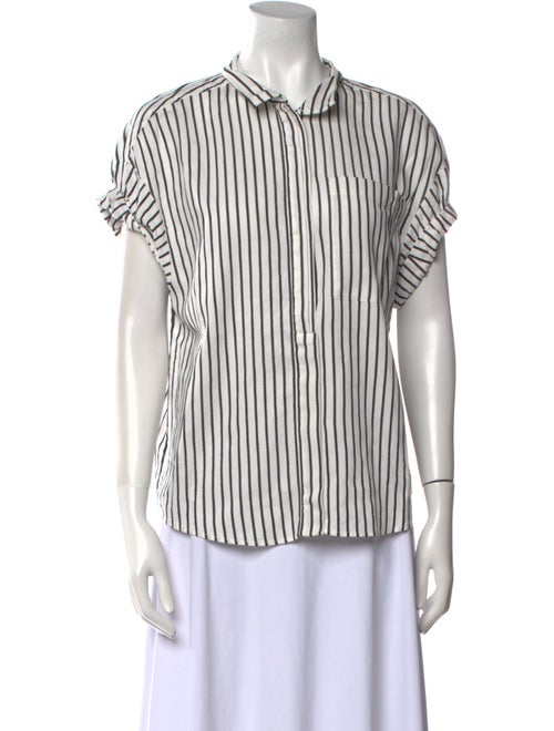 FRAME Striped Short Sleeve Button-Up Top