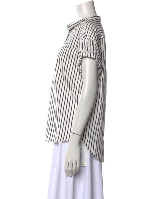 FRAME Striped Short Sleeve Button-Up Top