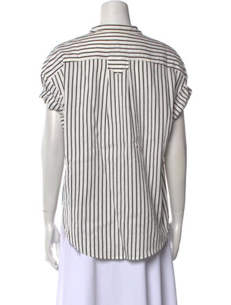 FRAME Striped Short Sleeve Button-Up Top