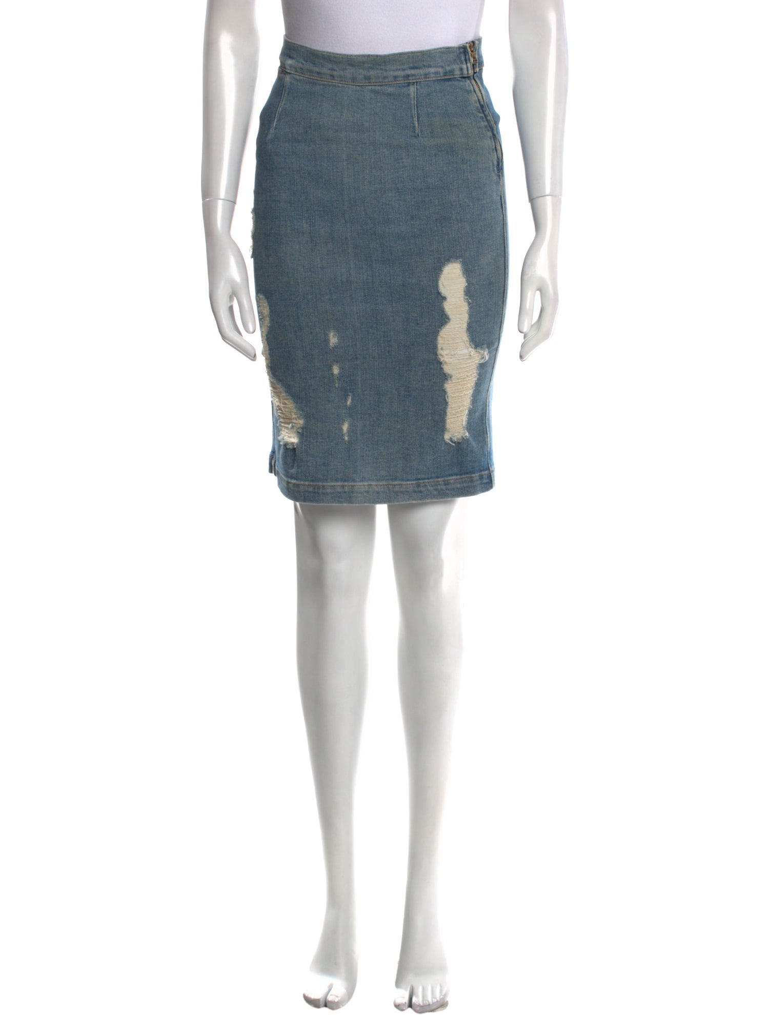 FRAME Distressed Accents Knee-Length Skirt