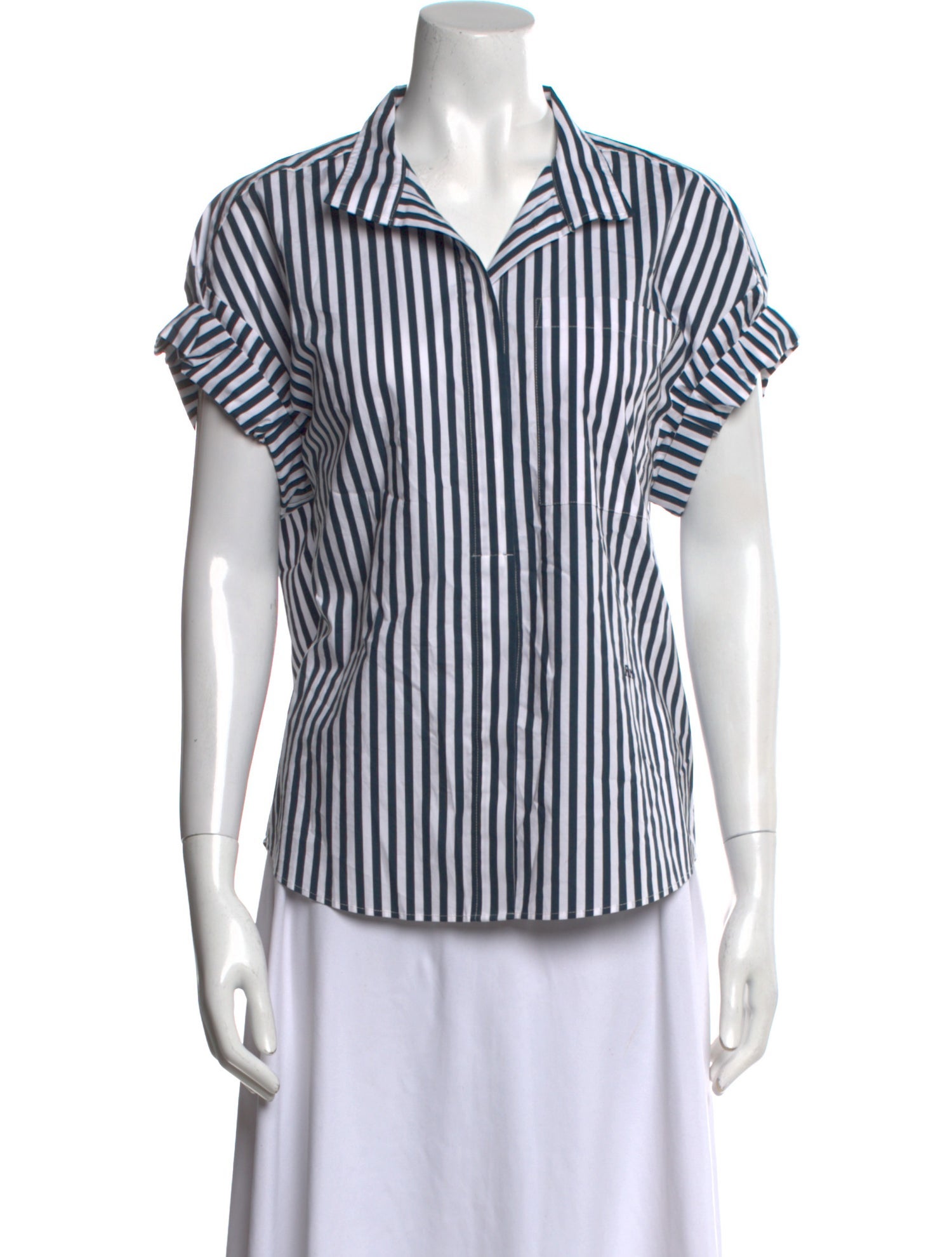 FRAME Striped Short Sleeve Button-Up Top