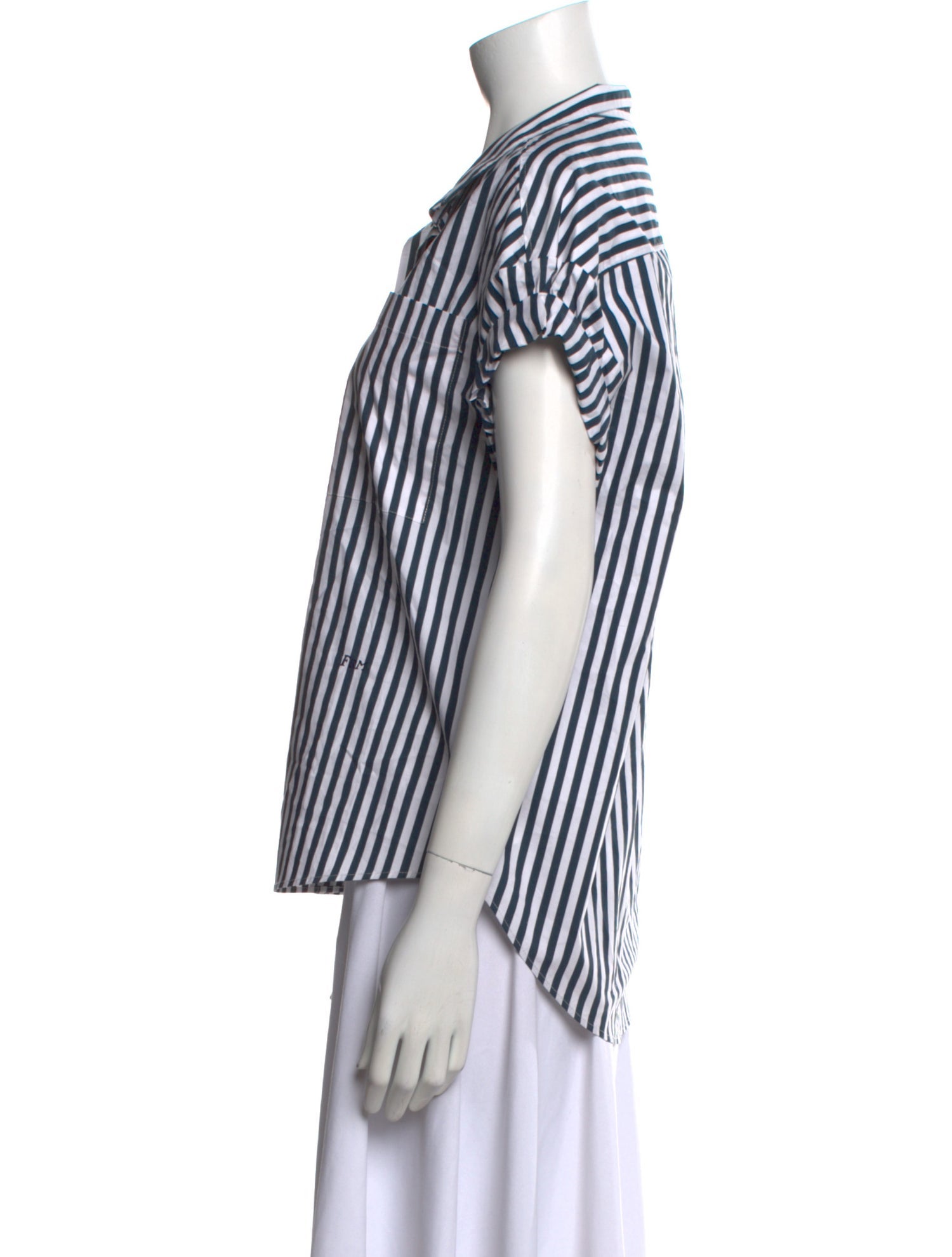 FRAME Striped Short Sleeve Button-Up Top