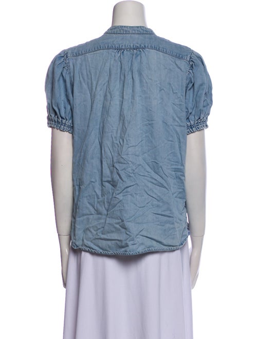 FRAME Mock Neck Short Sleeve Button-Up Top