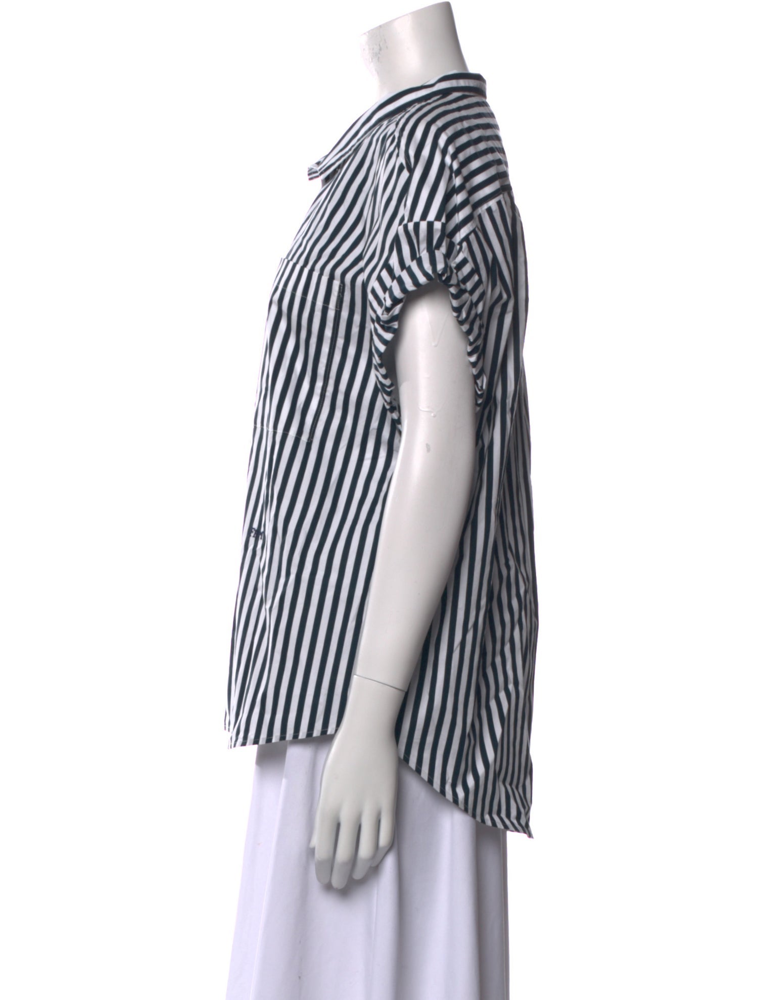 FRAME Striped Short Sleeve Button-Up Top w/ Tags