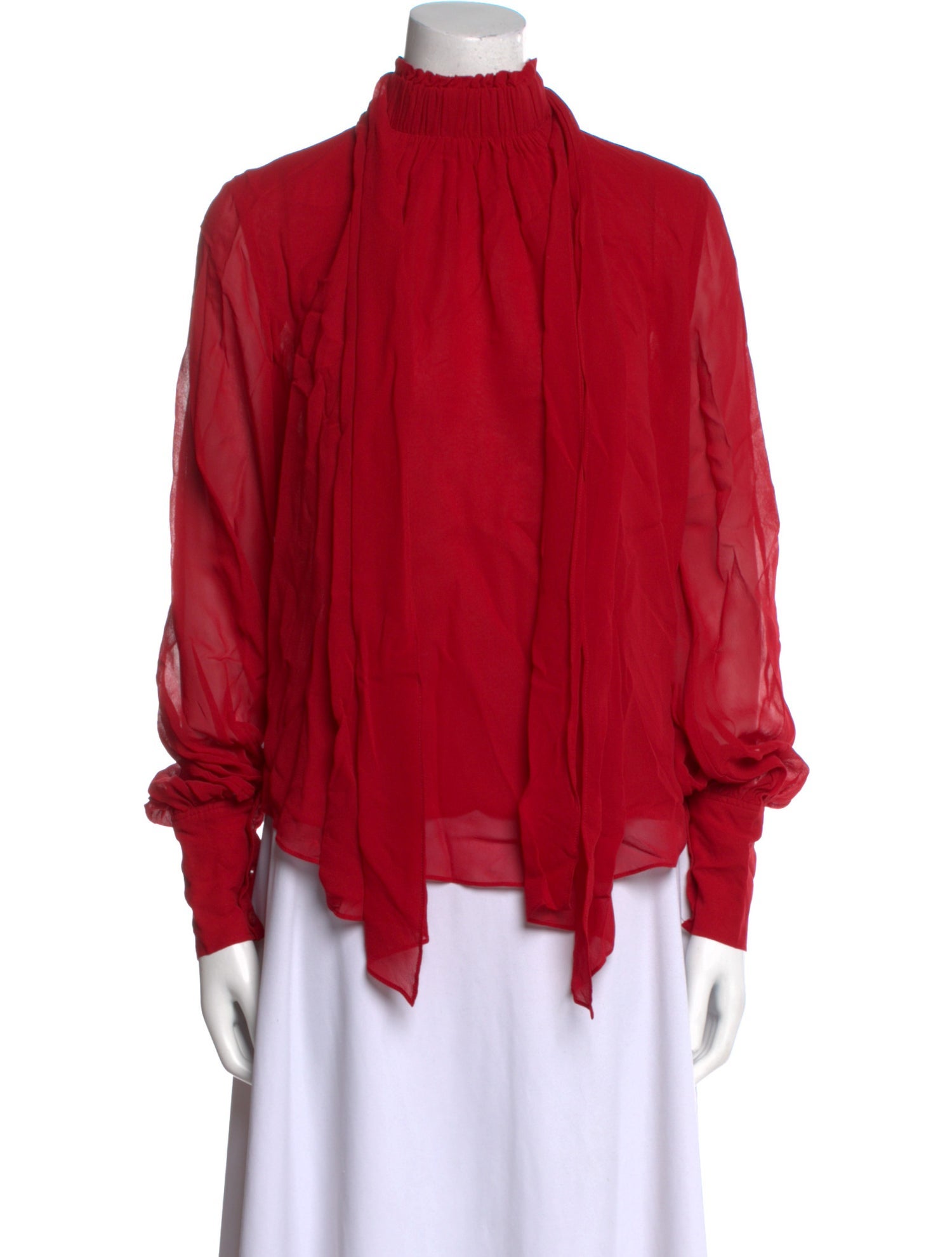 FRAME Silk Mock Neck Blouse