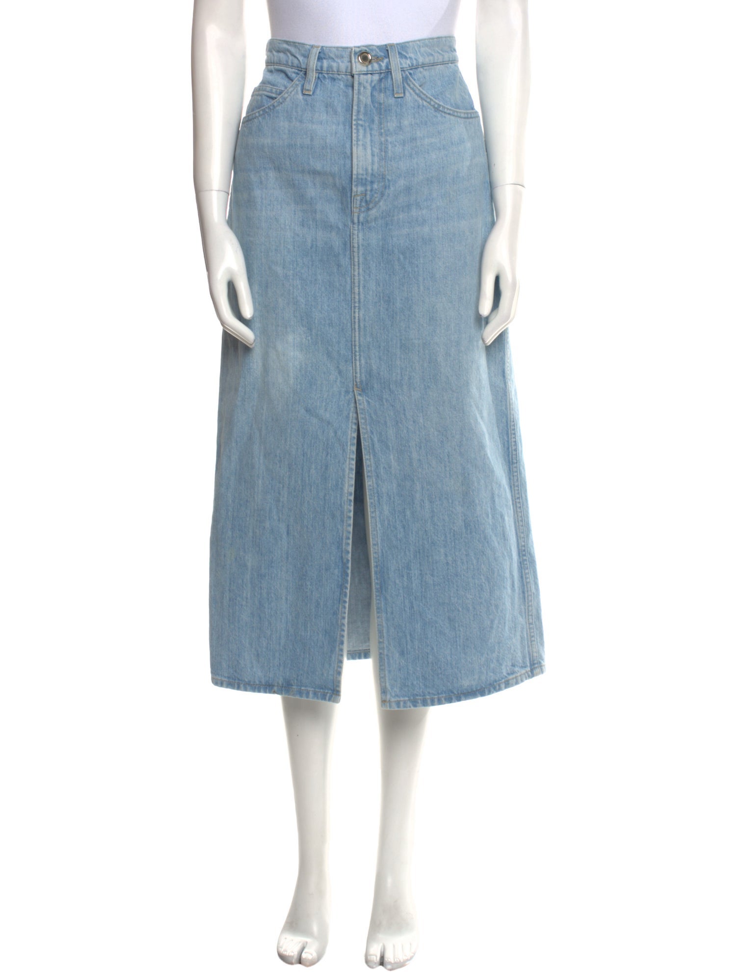 FRAME Distressed Accents Midi Length Skirt