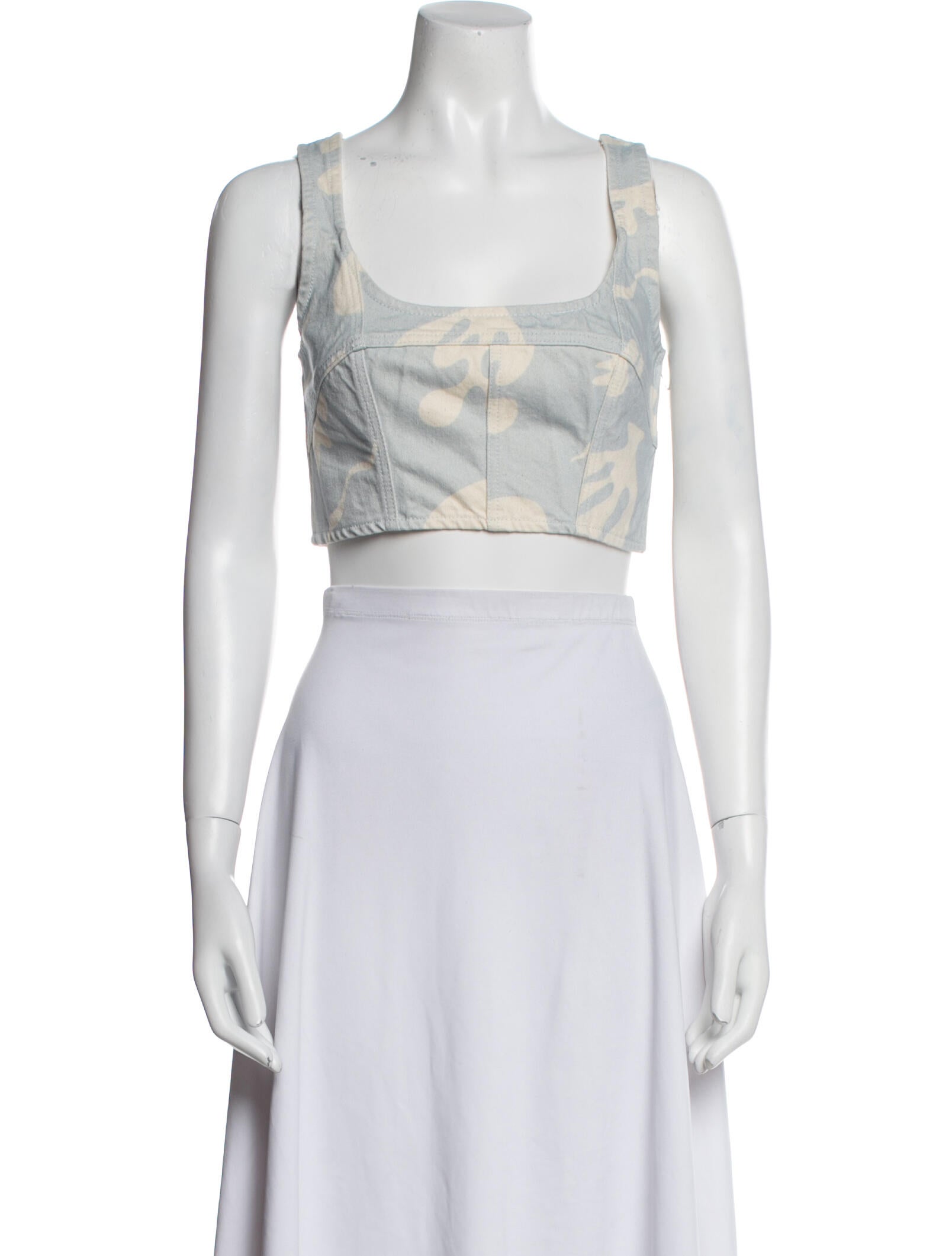 FRAME Printed Square Neckline Crop Top