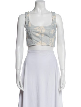 FRAME Printed Square Neckline Crop Top