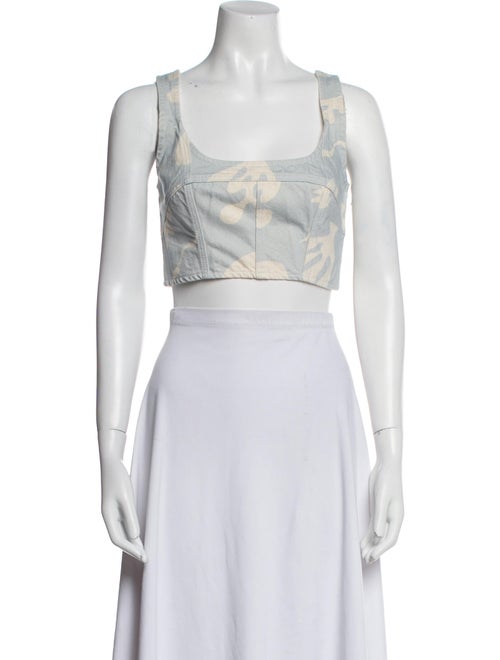 FRAME Printed Square Neckline Crop Top