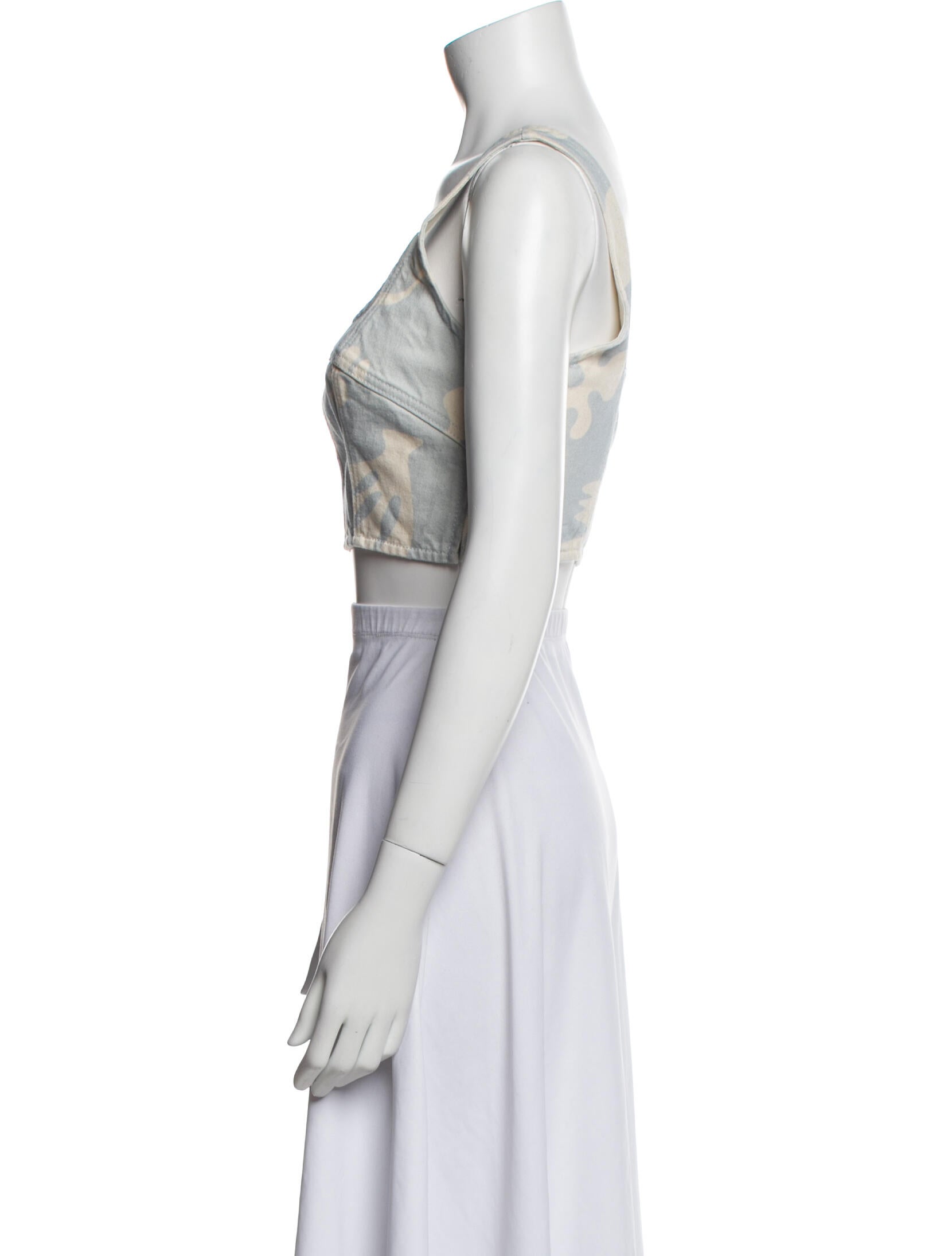 FRAME Printed Square Neckline Crop Top