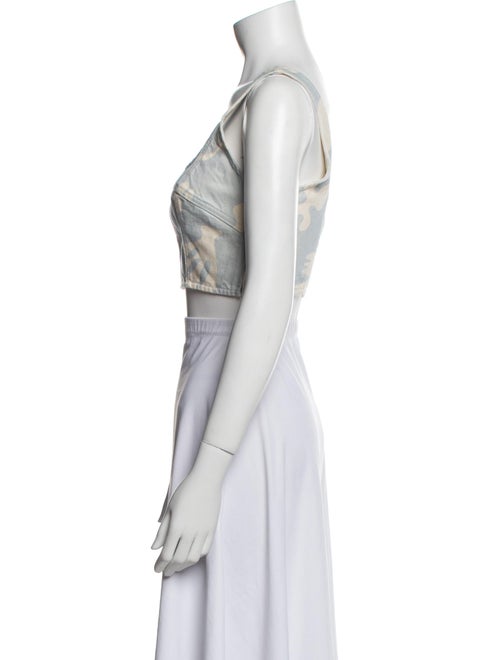 FRAME Printed Square Neckline Crop Top