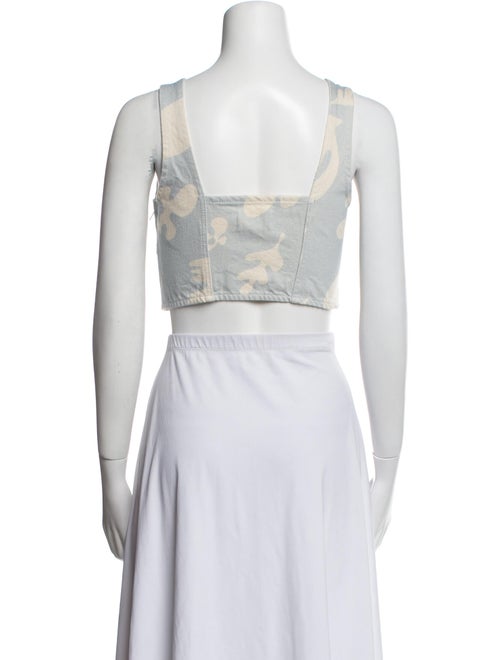 FRAME Printed Square Neckline Crop Top