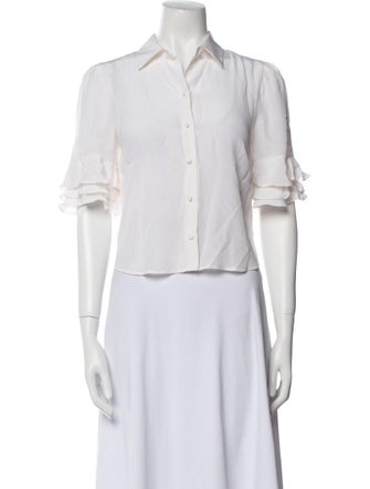 FRAME Silk Short Sleeve Crop Top