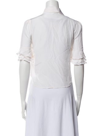 FRAME Silk Short Sleeve Crop Top