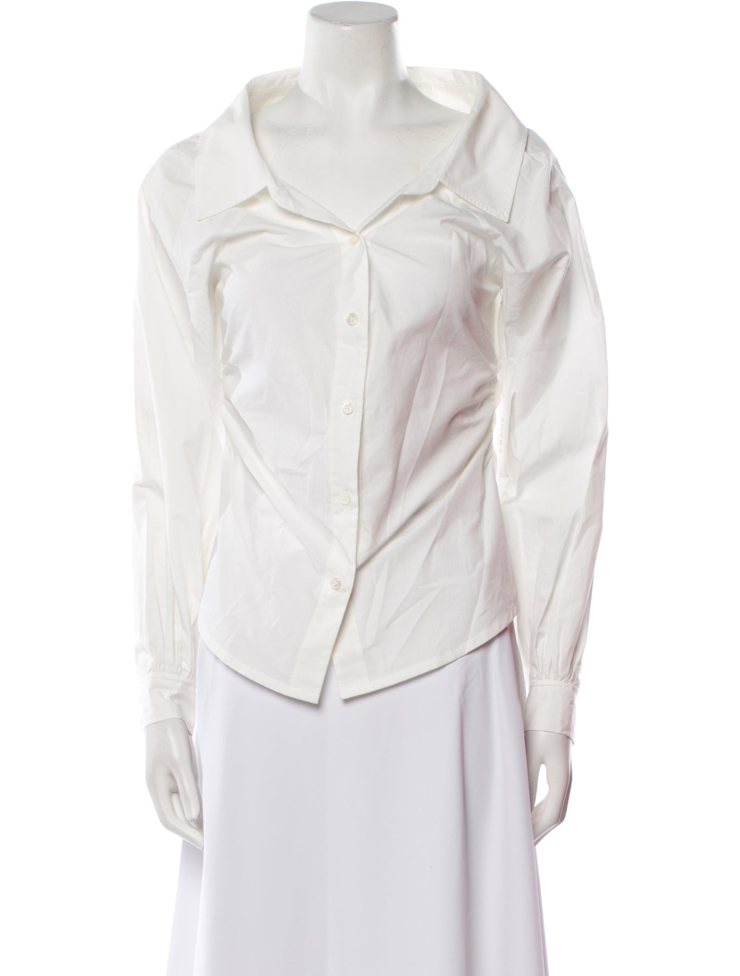 FRAME Three-Quarter Sleeve Button-Up Top