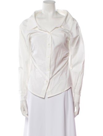 FRAME Three-Quarter Sleeve Button-Up Top