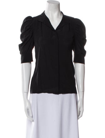 FRAME Silk V-Neck Button-Up Top