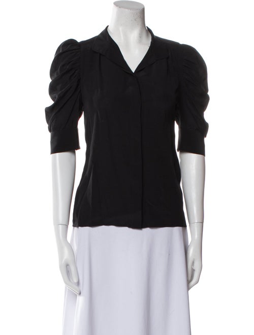 FRAME Silk V-Neck Button-Up Top