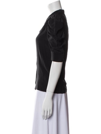 FRAME Silk V-Neck Button-Up Top