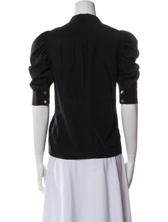 FRAME Silk V-Neck Button-Up Top