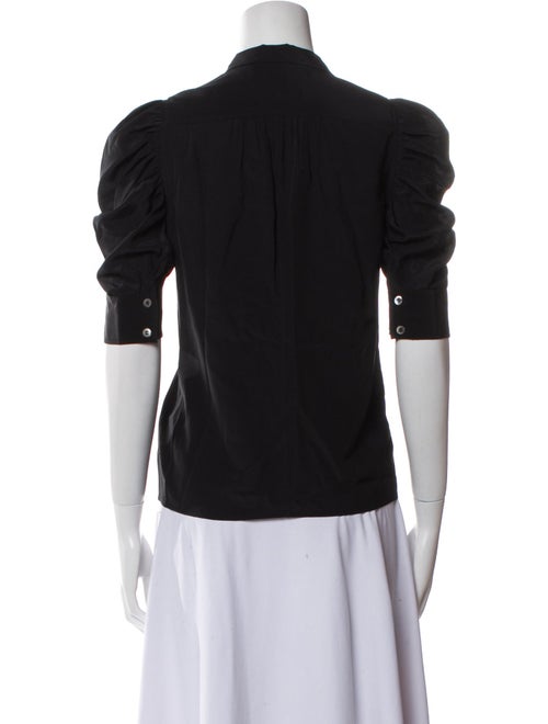 FRAME Silk V-Neck Button-Up Top