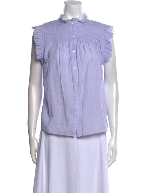 FRAME Mock Neck Short Sleeve Button-Up Top