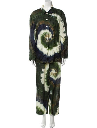 FRAME Linen Tie-Dye Print Pant Set