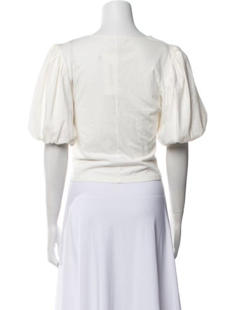 FRAME Square Neckline Short Sleeve Crop Top