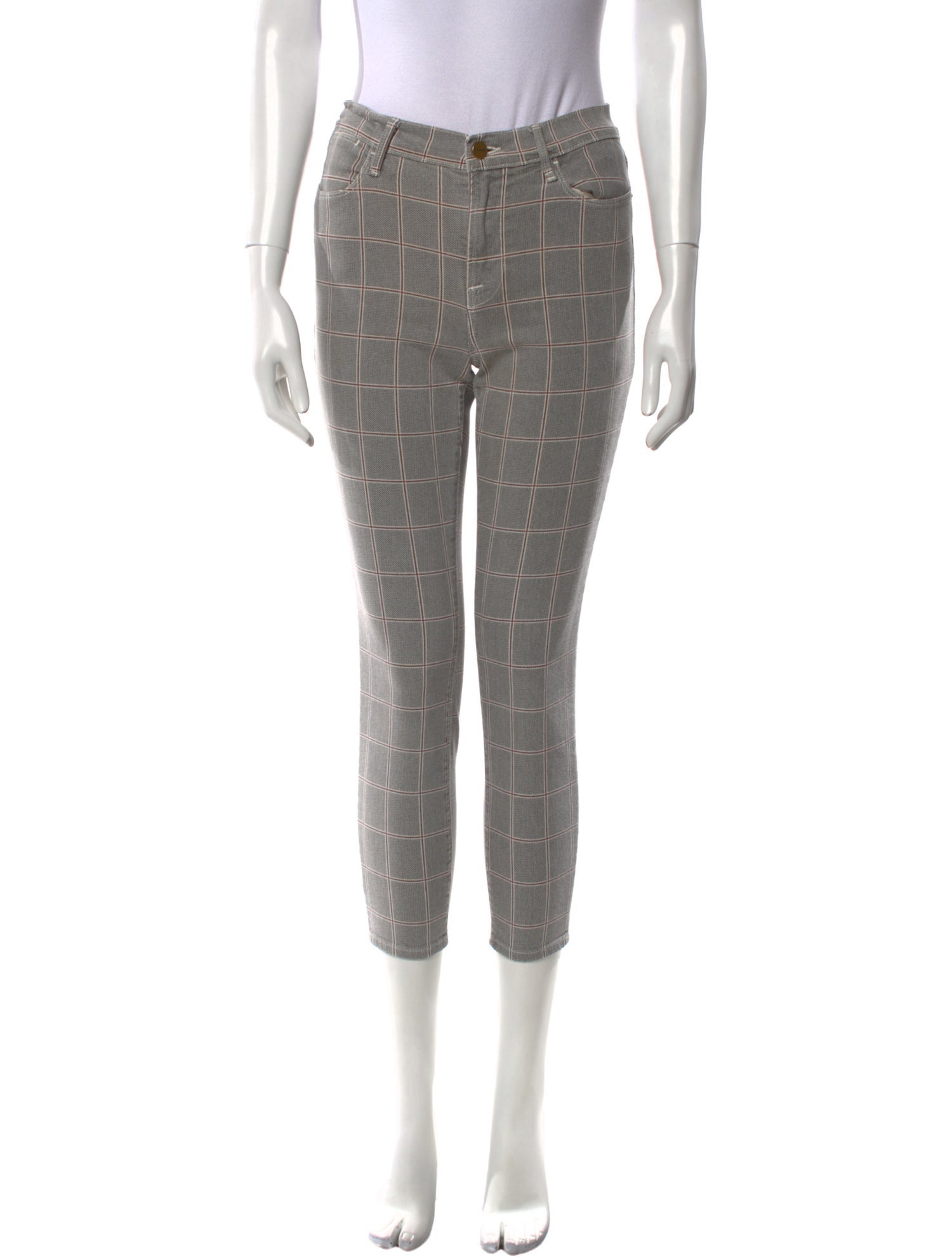FRAME Plaid Print Skinny Leg Pants