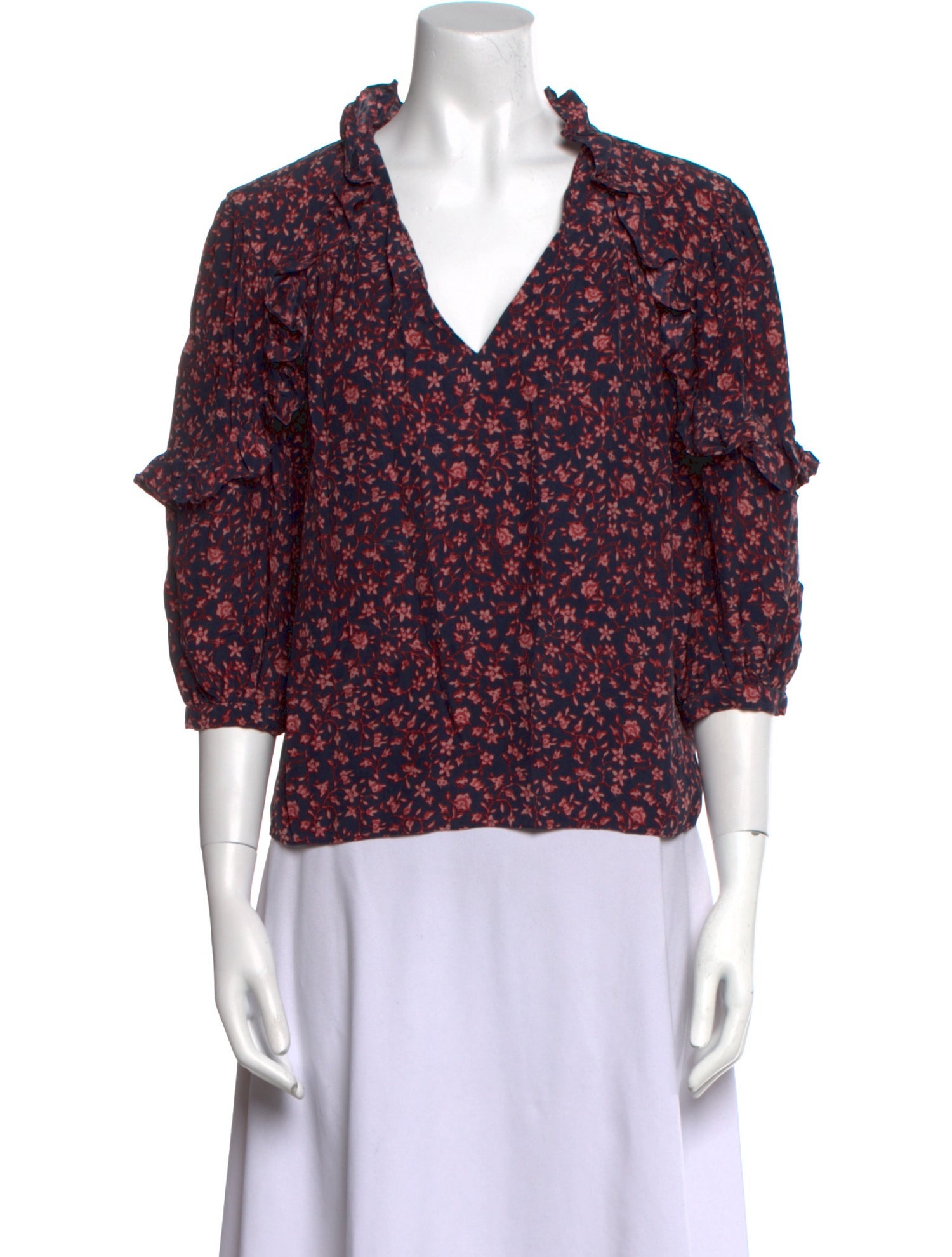 FRAME Silk Floral Print Blouse